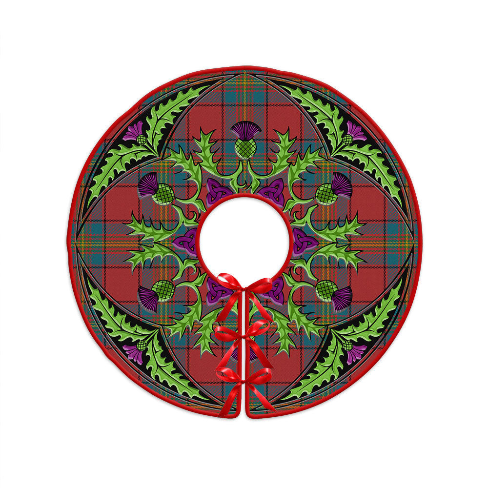 ScotsTee Shop Scottish Oliver Ancient Clan Crest Tartan Christmas Tree Skirt Scottish Thistle Design