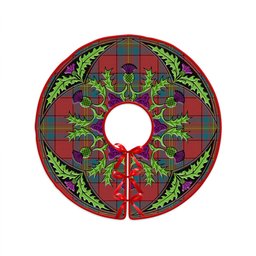 ScotsTee Shop Scottish Oliver Ancient Clan Crest Tartan Christmas Tree Skirt Scottish Thistle Design