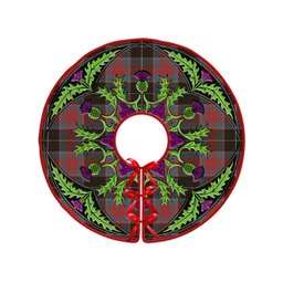 ScotsTee Shop Scottish Ramsay Green Weathered Clan Crest Tartan Christmas Tree Skirt Scottish Thistle Design