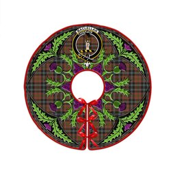 ScotsTee Shop Scottish MacLellan Weathered Clan Crest Tartan Christmas Tree Skirt Scottish Thistle Design