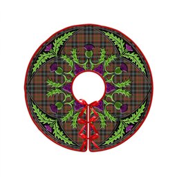 ScotsTee Shop Scottish MacLellan Weathered Clan Crest Tartan Christmas Tree Skirt Scottish Thistle Design