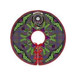 ScotsTee Shop Scottish Pitcairn Hunting Weathered Clan Crest Tartan Christmas Tree Skirt Scottish Thistle Design