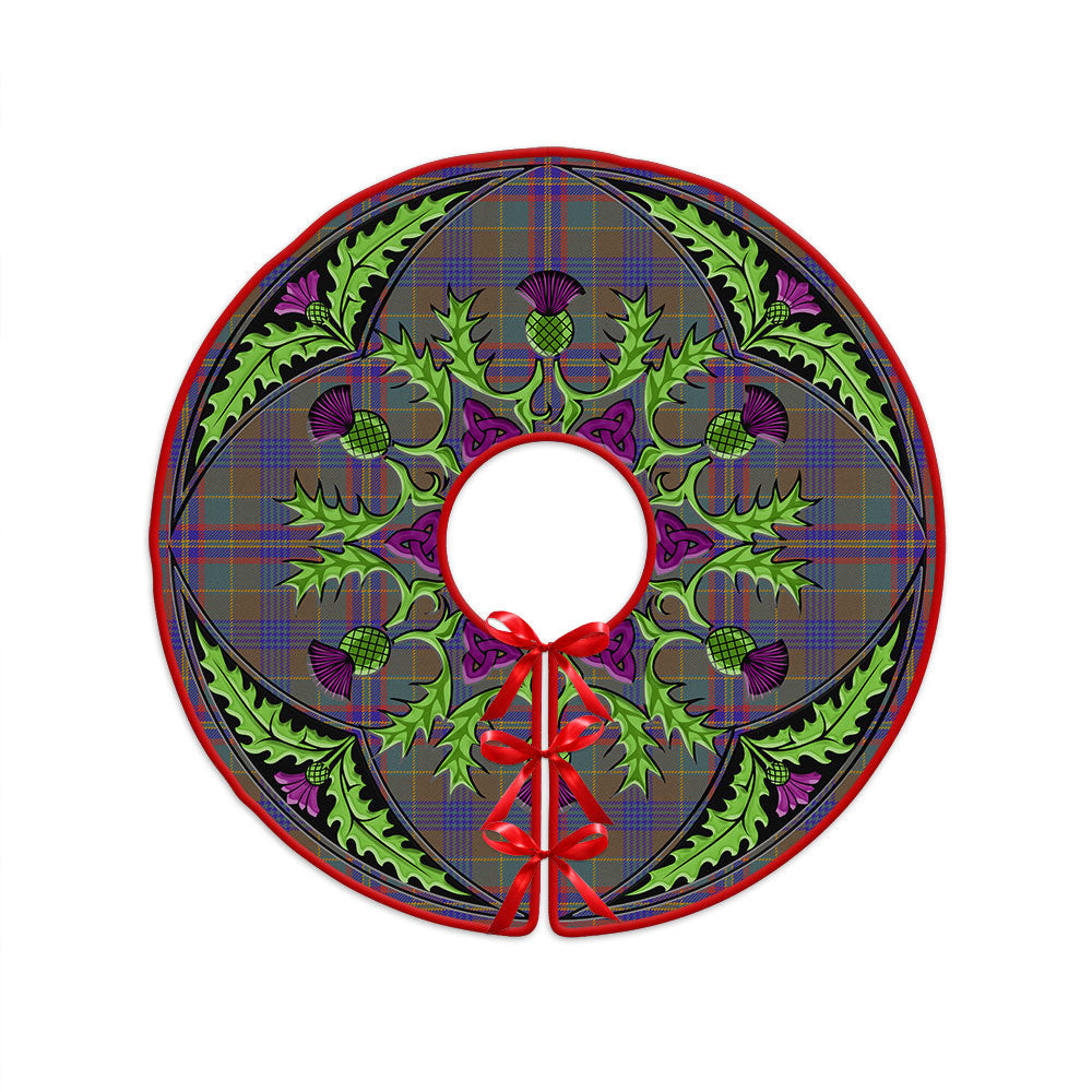 ScotsTee Shop Scottish Pitcairn Hunting Weathered Clan Crest Tartan Christmas Tree Skirt Scottish Thistle Design