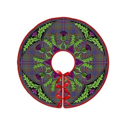 ScotsTee Shop Scottish Pitcairn Hunting Weathered Clan Crest Tartan Christmas Tree Skirt Scottish Thistle Design