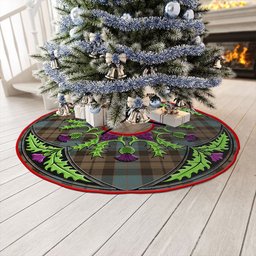 ScotsTee Shop Scottish MacKay Weathered Clan Crest Tartan Christmas Tree Skirt Scottish Thistle Design