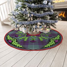 ScotsTee Shop Scottish Oliphant Weathered Clan Crest Tartan Christmas Tree Skirt Scottish Thistle Design