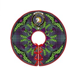 ScotsTee Shop Scottish Oliphant Weathered Clan Crest Tartan Christmas Tree Skirt Scottish Thistle Design