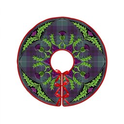 ScotsTee Shop Scottish Oliphant Weathered Clan Crest Tartan Christmas Tree Skirt Scottish Thistle Design