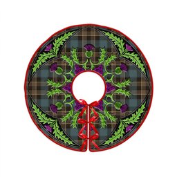 ScotsTee Shop Scottish Mowat Weathered Clan Crest Tartan Christmas Tree Skirt Scottish Thistle Design