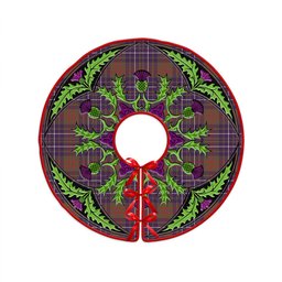 ScotsTee Shop Scottish Edmonstone Weathered Clan Crest Tartan Christmas Tree Skirt Scottish Thistle Design