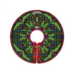 ScotsTee Shop Scottish MacLellan Ancient Clan Crest Tartan Christmas Tree Skirt Scottish Thistle Design