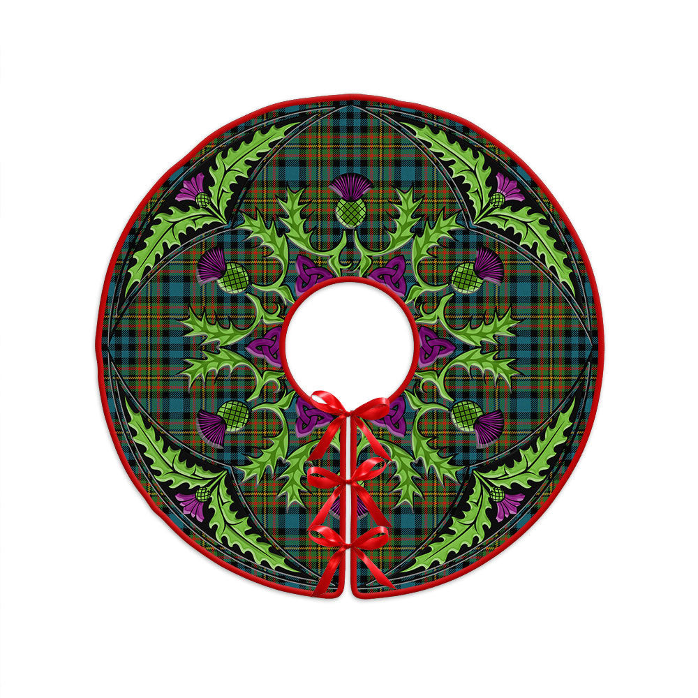ScotsTee Shop Scottish MacLellan Ancient Clan Crest Tartan Christmas Tree Skirt Scottish Thistle Design