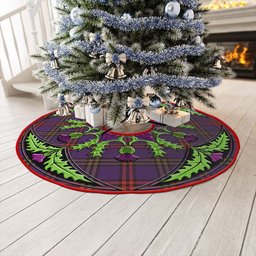 ScotsTee Shop Scottish Montgomery Weathered Clan Crest Tartan Christmas Tree Skirt Scottish Thistle Design