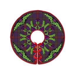 ScotsTee Shop Scottish Montgomery Weathered Clan Crest Tartan Christmas Tree Skirt Scottish Thistle Design