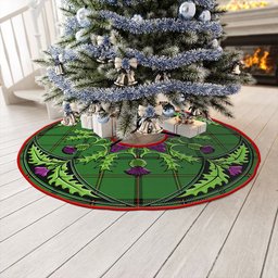 ScotsTee Shop Scottish Marr Ancient Clan Crest Tartan Christmas Tree Skirt Scottish Thistle Design