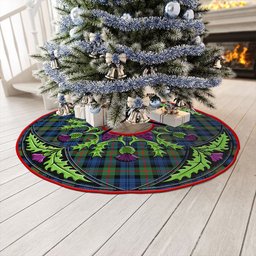 ScotsTee Shop Scottish Murray Modern Clan Crest Tartan Christmas Tree Skirt Scottish Thistle Design