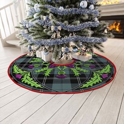 ScotsTee Shop Scottish Ramsay Blue Weathered Clan Crest Tartan Christmas Tree Skirt Scottish Thistle Design