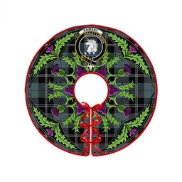 ScotsTee Shop Scottish Ramsay Blue Weathered Clan Crest Tartan Christmas Tree Skirt Scottish Thistle Design