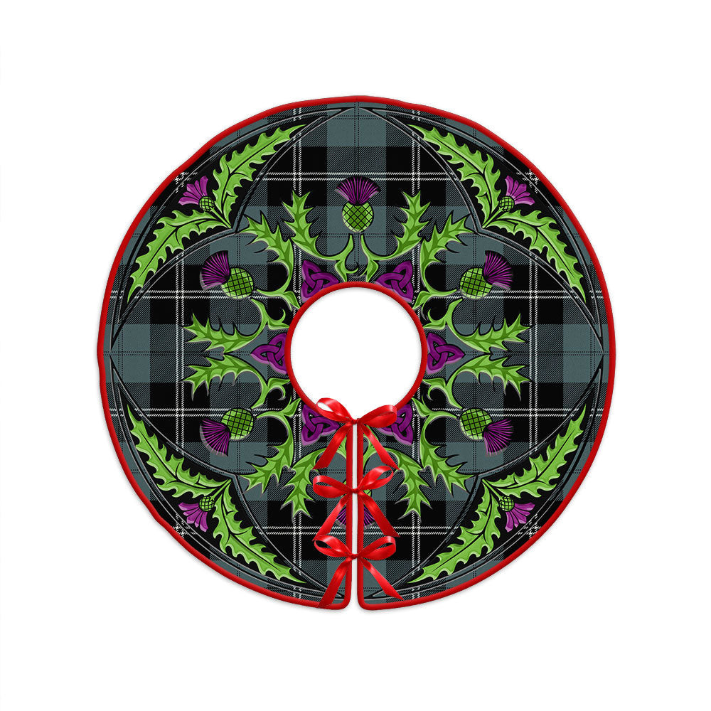 ScotsTee Shop Scottish Ramsay Blue Weathered Clan Crest Tartan Christmas Tree Skirt Scottish Thistle Design