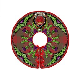 ScotsTee Shop Scottish Moncrieffe Weathered Clan Crest Tartan Christmas Tree Skirt Scottish Thistle Design