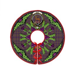 ScotsTee Shop Scottish Rae Weathered Clan Crest Tartan Christmas Tree Skirt Scottish Thistle Design