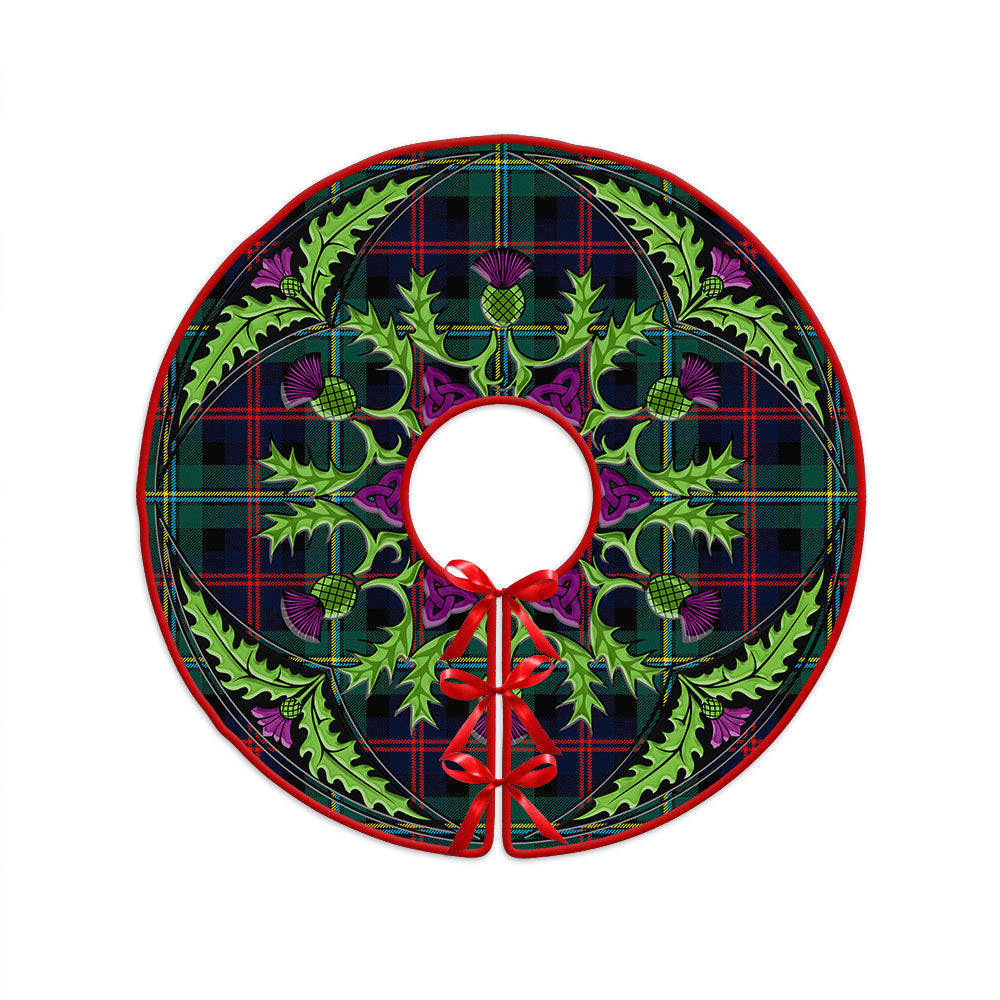 ScotsTee Shop Scottish Malcolm Modern Clan Crest Tartan Christmas Tree Skirt Scottish Thistle Design