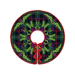 ScotsTee Shop Scottish Malcolm Modern Clan Crest Tartan Christmas Tree Skirt Scottish Thistle Design