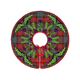 ScotsTee Shop Scottish MacPhail Weathered Clan Crest Tartan Christmas Tree Skirt Scottish Thistle Design