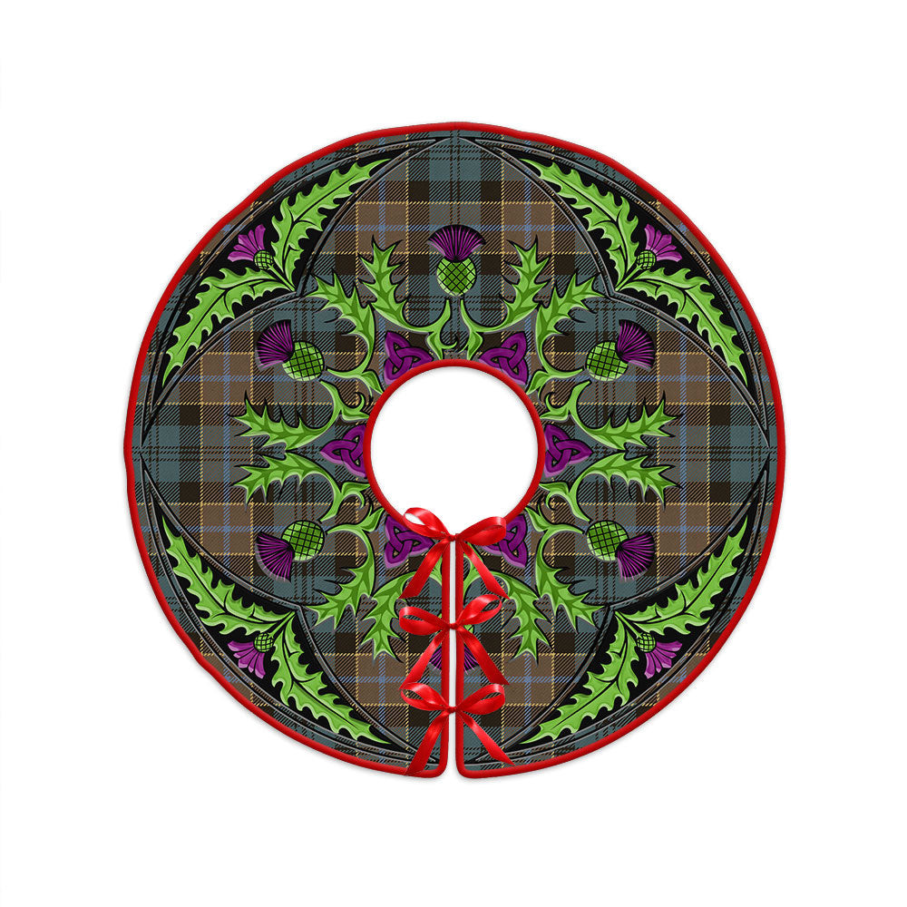 ScotsTee Shop Scottish Hogarth Weathered Clan Crest Tartan Christmas Tree Skirt Scottish Thistle Design