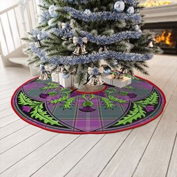 ScotsTee Shop Scottish Pringle Weathered Clan Crest Tartan Christmas Tree Skirt Scottish Thistle Design