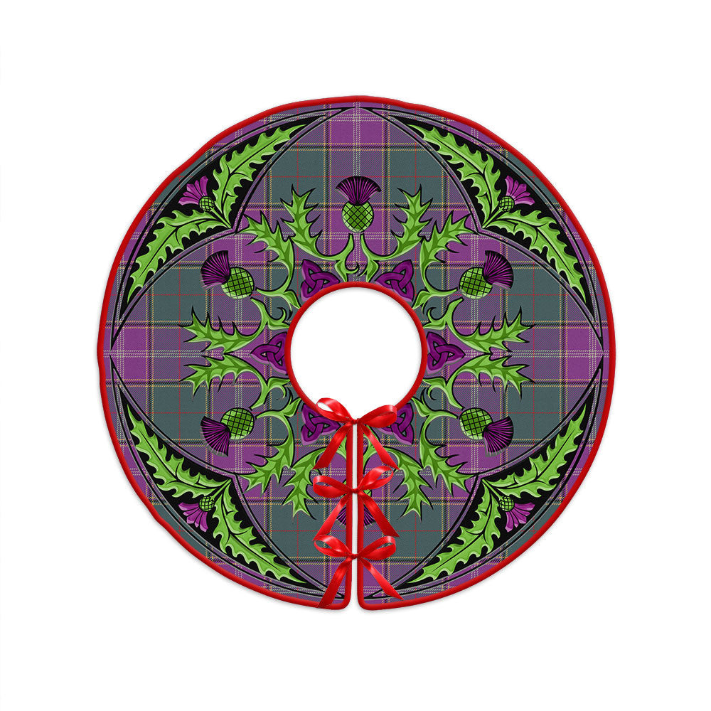 ScotsTee Shop Scottish Pringle Weathered Clan Crest Tartan Christmas Tree Skirt Scottish Thistle Design