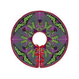 ScotsTee Shop Scottish Pringle Weathered Clan Crest Tartan Christmas Tree Skirt Scottish Thistle Design