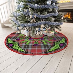 ScotsTee Shop Scottish MacTavish Ancient Clan Crest Tartan Christmas Tree Skirt Scottish Thistle Design