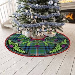 ScotsTee Shop Scottish Reid (Mill City) Ancient Clan Crest Tartan Christmas Tree Skirt Scottish Thistle Design