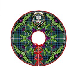 ScotsTee Shop Scottish Reid (Mill City) Ancient Clan Crest Tartan Christmas Tree Skirt Scottish Thistle Design