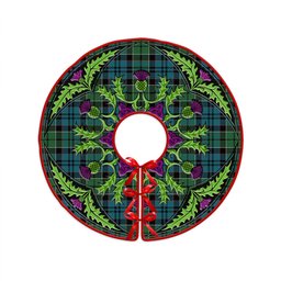 ScotsTee Shop Scottish MacIsaac Ancient Clan Crest Tartan Christmas Tree Skirt Scottish Thistle Design