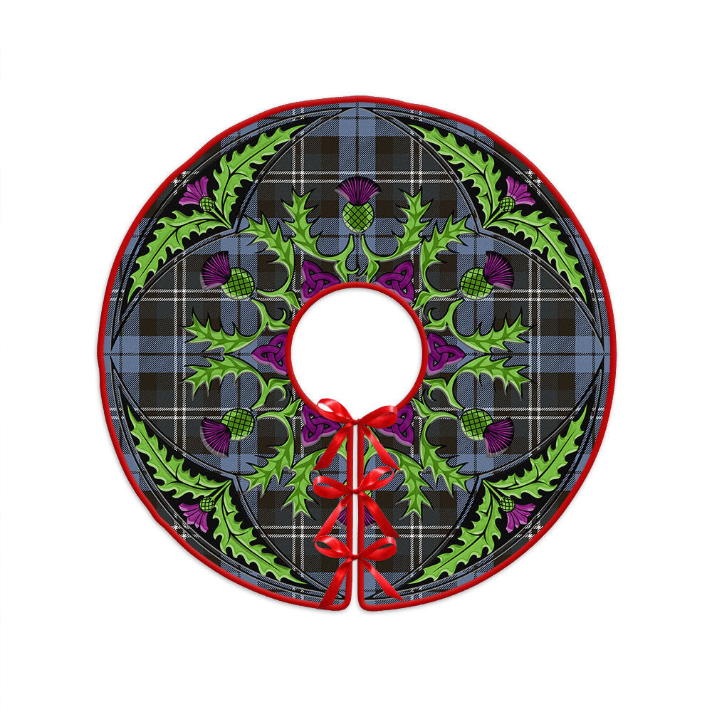 ScotsTee Shop Scottish Melville Weathered Clan Crest Tartan Christmas Tree Skirt Scottish Thistle Design