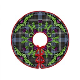 ScotsTee Shop Scottish Melville Weathered Clan Crest Tartan Christmas Tree Skirt Scottish Thistle Design