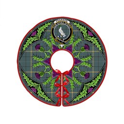 ScotsTee Shop Scottish Pearson Weathered Clan Crest Tartan Christmas Tree Skirt Scottish Thistle Design