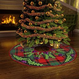 ScotsTee Shop Scottish MacPhail Modern Clan Crest Tartan Christmas Tree Skirt Scottish Thistle Design