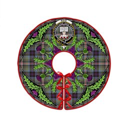 ScotsTee Shop Scottish Reid (Mill City) Weathered Clan Crest Tartan Christmas Tree Skirt Scottish Thistle Design