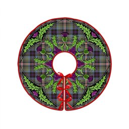 ScotsTee Shop Scottish Reid (Mill City) Weathered Clan Crest Tartan Christmas Tree Skirt Scottish Thistle Design