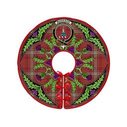 ScotsTee Shop Scottish Morrison Weathered Clan Crest Tartan Christmas Tree Skirt Scottish Thistle Design