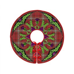 ScotsTee Shop Scottish Morrison Weathered Clan Crest Tartan Christmas Tree Skirt Scottish Thistle Design