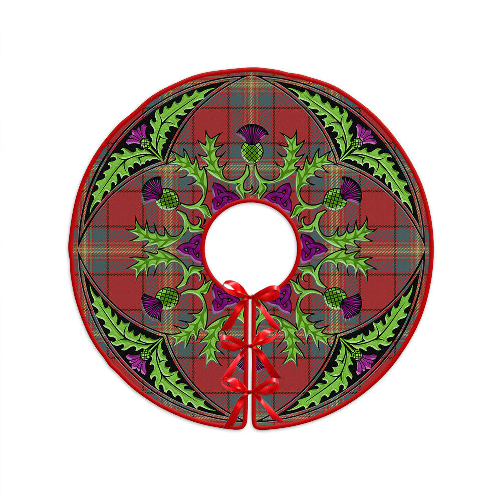 ScotsTee Shop Scottish Oliver Weathered Clan Crest Tartan Christmas Tree Skirt Scottish Thistle Design