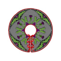 ScotsTee Shop Scottish Shepherd Clan Crest Tartan Christmas Tree Skirt Scottish Thistle Design