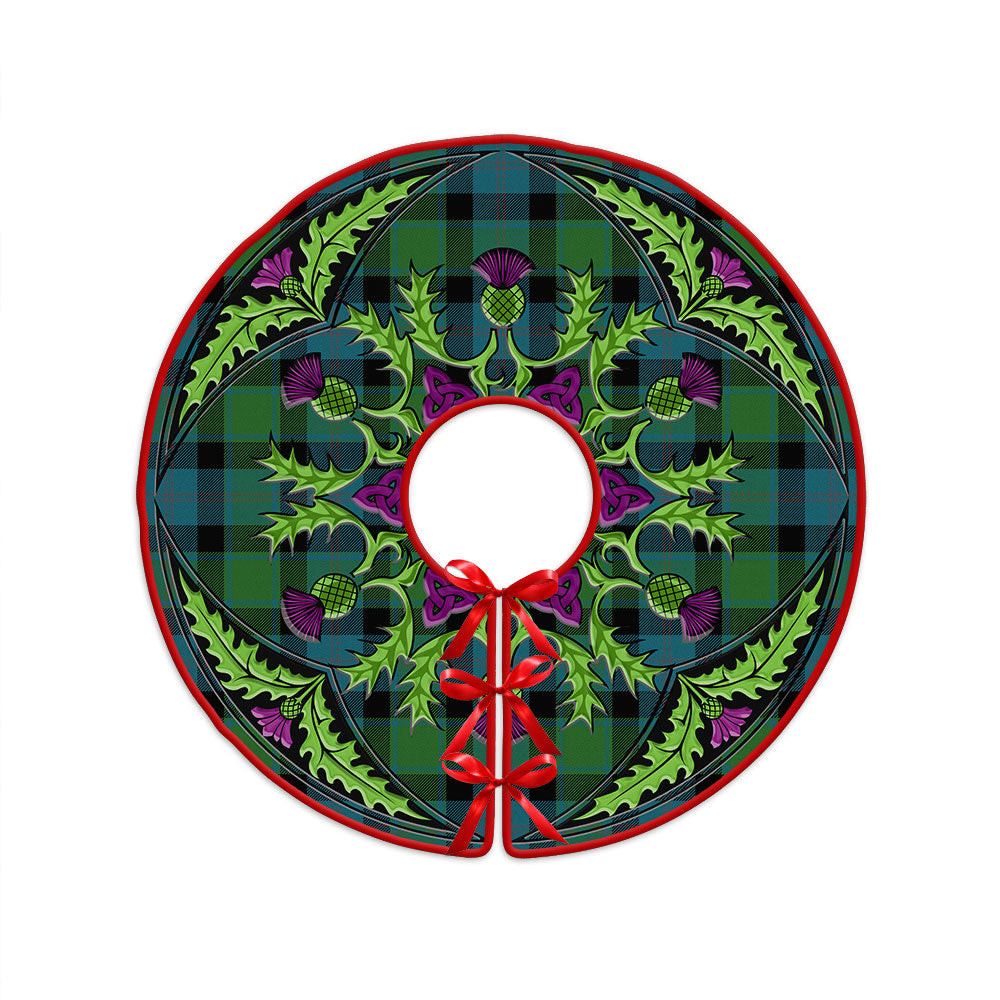 ScotsTee Shop Scottish MacTaggart Ancient Clan Crest Tartan Christmas Tree Skirt Scottish Thistle Design