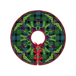 ScotsTee Shop Scottish MacTaggart Ancient Clan Crest Tartan Christmas Tree Skirt Scottish Thistle Design