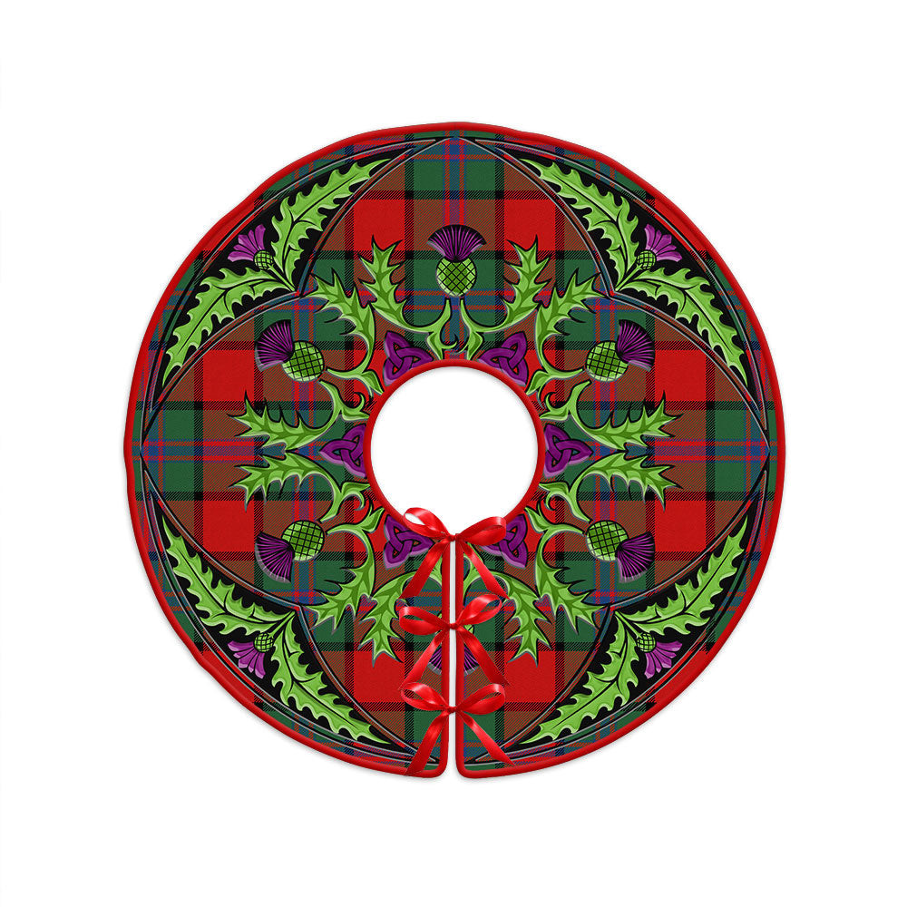 ScotsTee Shop Scottish Plummer Modern Clan Crest Tartan Christmas Tree Skirt Scottish Thistle Design