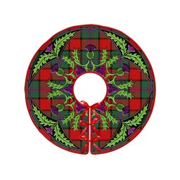 ScotsTee Shop Scottish Plummer Modern Clan Crest Tartan Christmas Tree Skirt Scottish Thistle Design